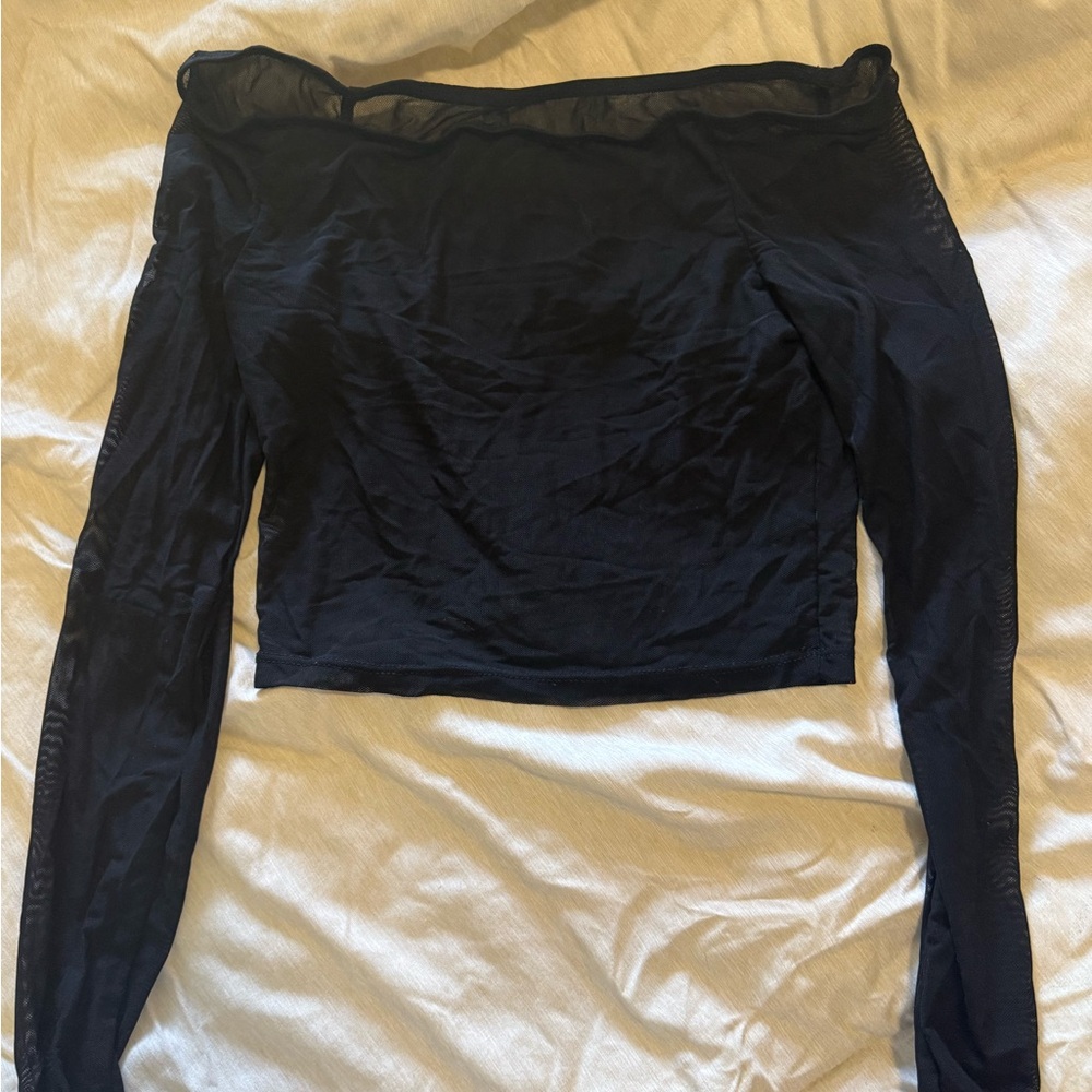 Black Sheer Long Sleeve Top